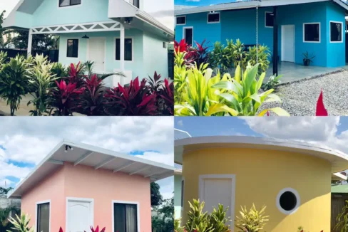 Aerial view of private villa with four rental bungalows and Arenal Volcano in La Fortuna Costa Rica la fortuna costa rica real estate agent arenal volcano hot springs income property airbnb