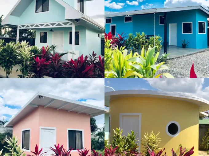 Aerial view of private villa with four rental bungalows and Arenal Volcano in La Fortuna Costa Rica la fortuna costa rica real estate agent arenal volcano hot springs income property airbnb