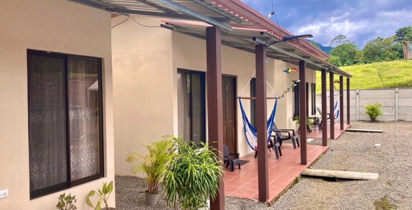 Tropical Glow outside view of rental homes with Arenal Volcano and jungle surroundings in La Fortuna Costa Ricaviews, surrounded by jungle near La Fortuna’s major attractions—ideal for Airbnb income.