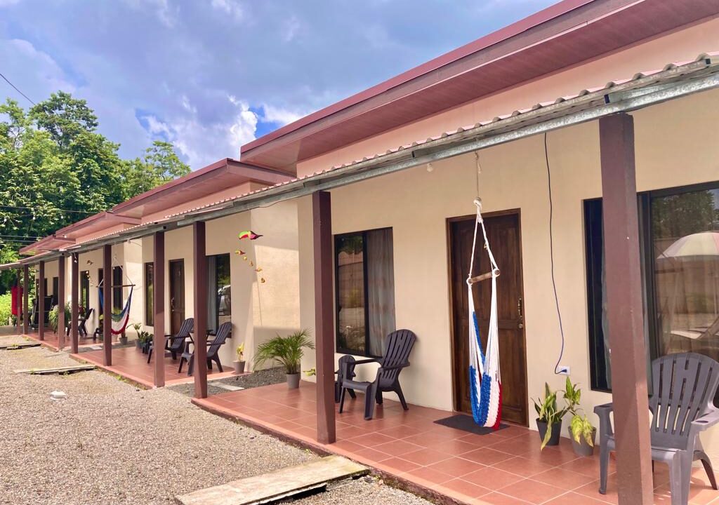 Tropical Glow outside view of rental homes with Arenal Volcano and jungle surroundings in La Fortuna Costa Rica