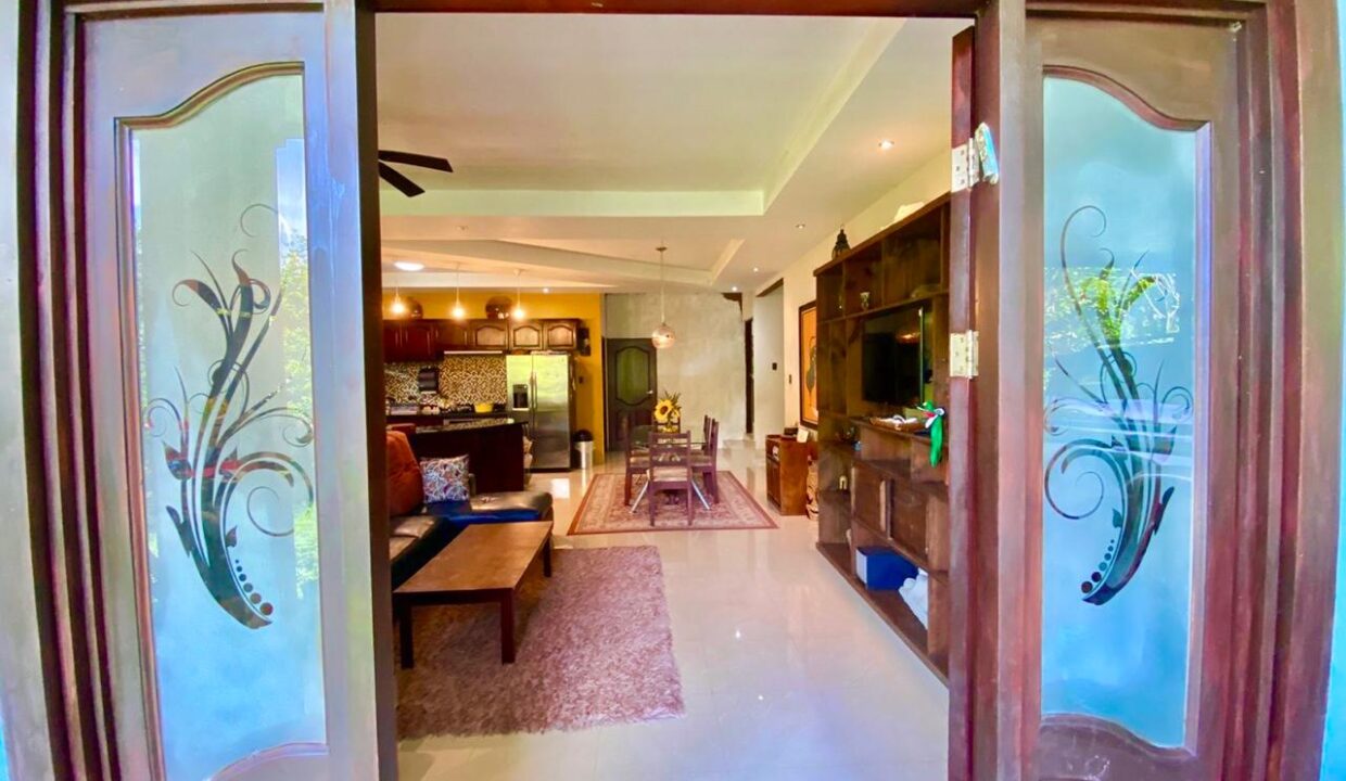 Tropical Glow artistic front entrance to house