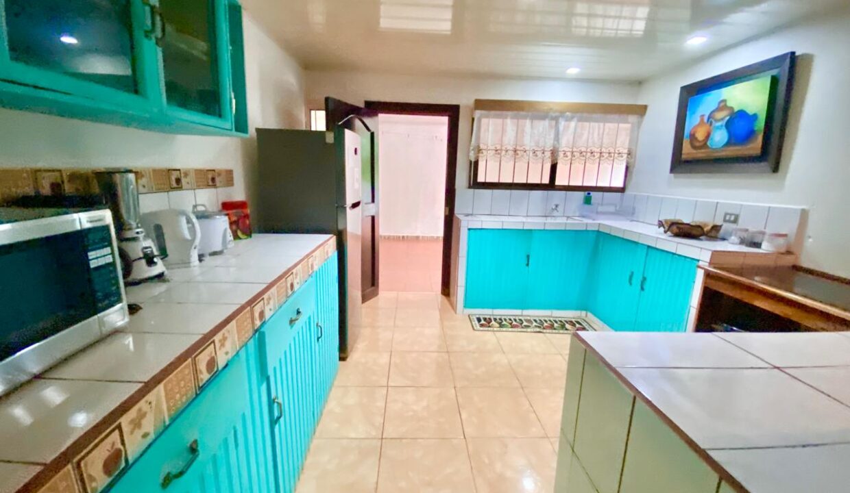 La Fortuna Costa Rica Airbnb Fully Equipped Turquoise Kitchen
