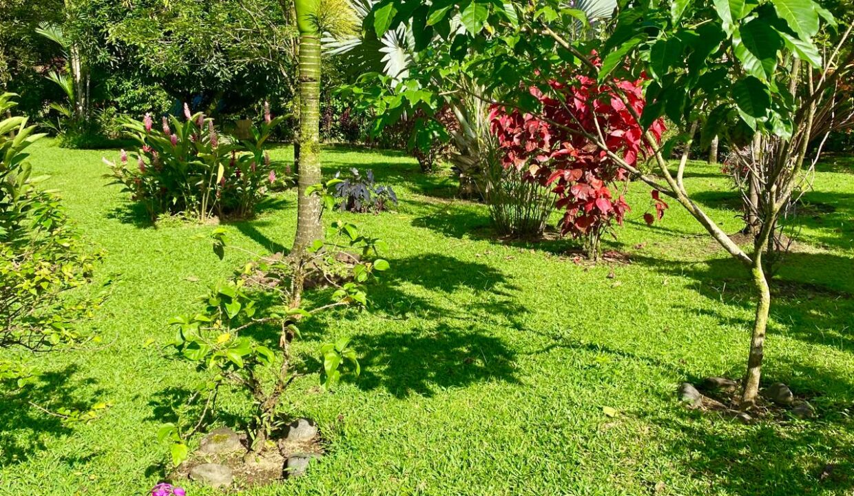 Vibrant landscaping and edible plants in Costa Rica property near Arenal Volcano